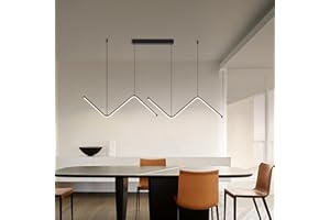 JAYMP Geometric Shaped Modern Chandelier LED Dimmable Pendant Light for Dining Room Kitchen Island Cafe Bar Hanging Lamp (Black, L 37.4 inch)