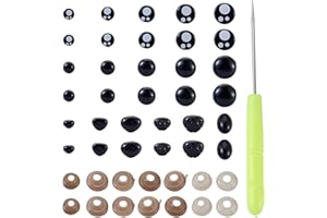 652pcs Plastic Safety Eyes and Noses Black Crochet Eyes Noses with Washers Plastic Handle for Amigurumi Crochet Bears Dog Cra