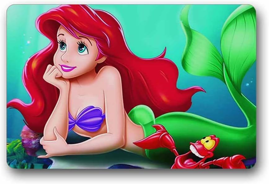 Home Doormats Custom My Little Mermaid Machine-Washable Door Mat Indoor/Outdoor Doormat Size 23.6(L) x 15.7(W)