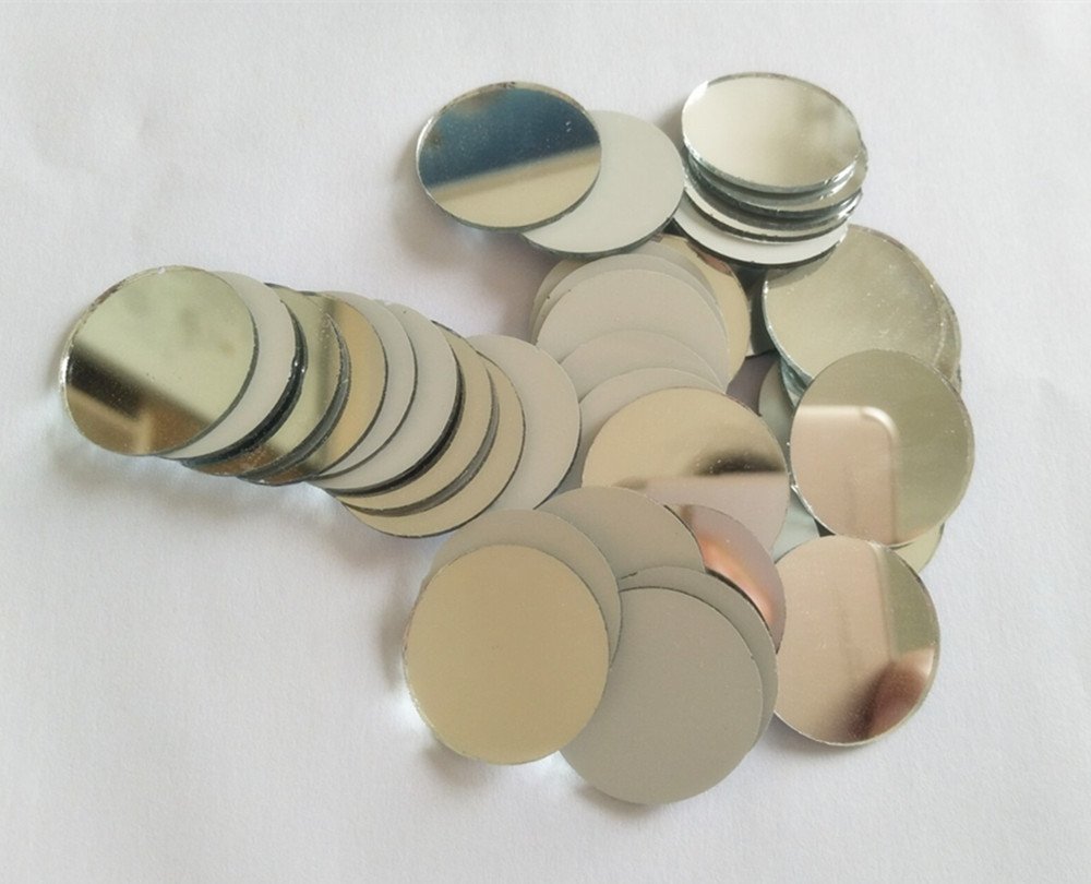 100PCS Glass Round Mirror Mosaic Tiles Round Craft Mirrors DIY Accessory (1")
