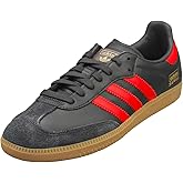 adidas Samba OG Men's Samba Soccer Shoe, Carbon/Better Scarlet/Gum, Size 4.5, Black