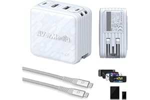 AVerMedia Elite Go – USB-C Capture Card for Streaming, 4K60 HDMI Output, 1080p60 Recording, Portable Switch 2 TV Dock, 100W GaN Charging Hub – PC, Mac, Handhelds, Smartphones/Tablets Compatible