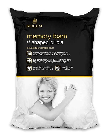Bedcrest Memory Foam V Pillow Moulds And Supports Sit Up In