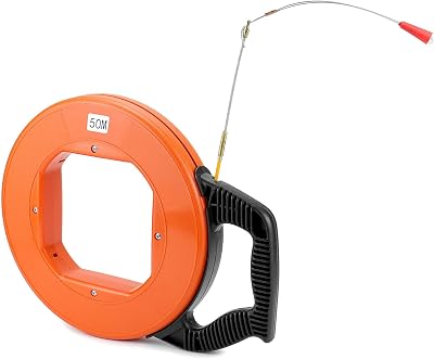 QWORK 50M Fiberglass Fish Tape Wire Puller Cable Pulling Aid Reel Electrician