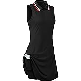 FREEYE Womens Sleeveless Golf Tennis Dresses with Inner Shorts&Pockets for Workout Exercise