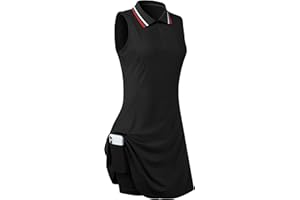 FREEYE Womens Sleeveless Golf Tennis Dresses with Inner Shorts＆Pockets for Workout Exercise