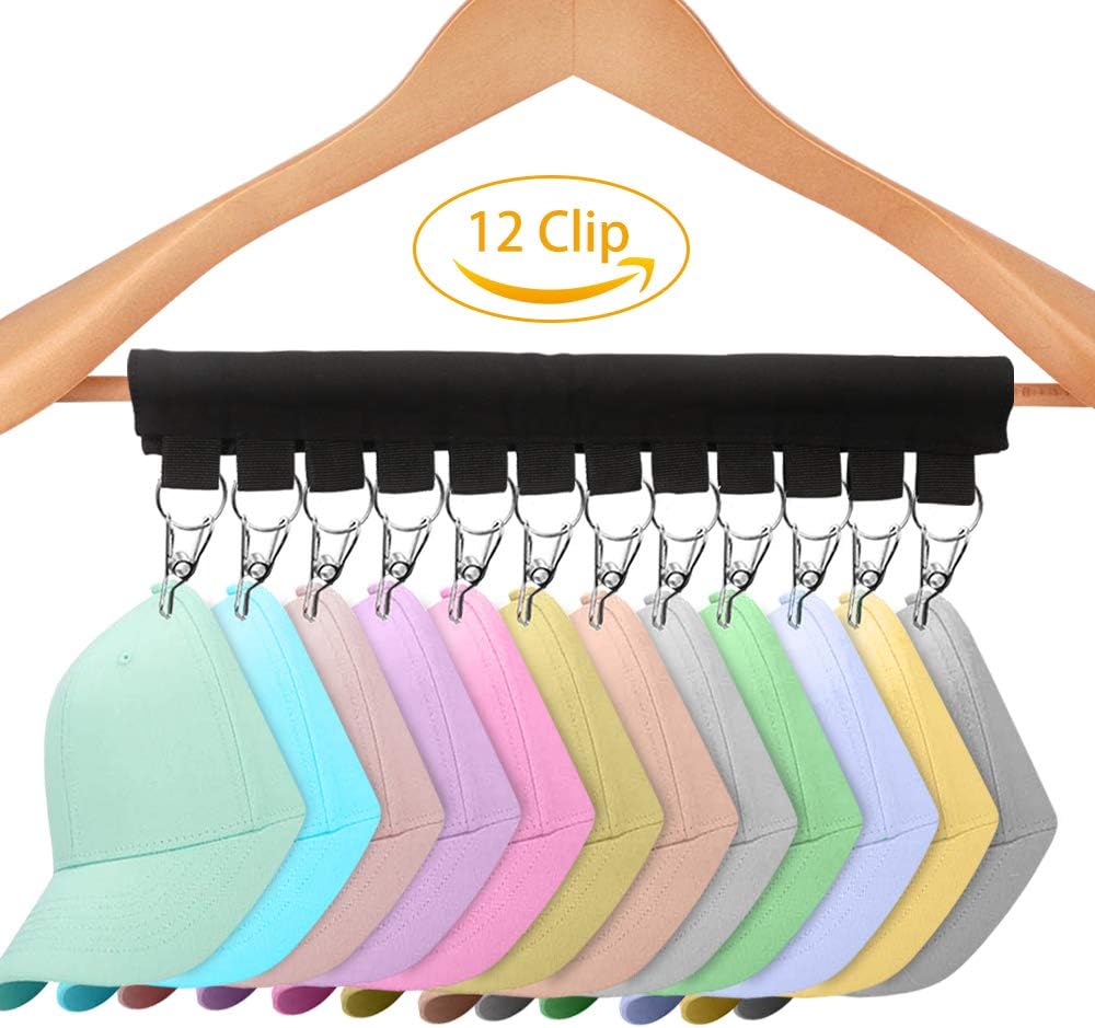 Kollea Cap Holder, Cap Organizer with 12 pcs Clips, Portable Hat