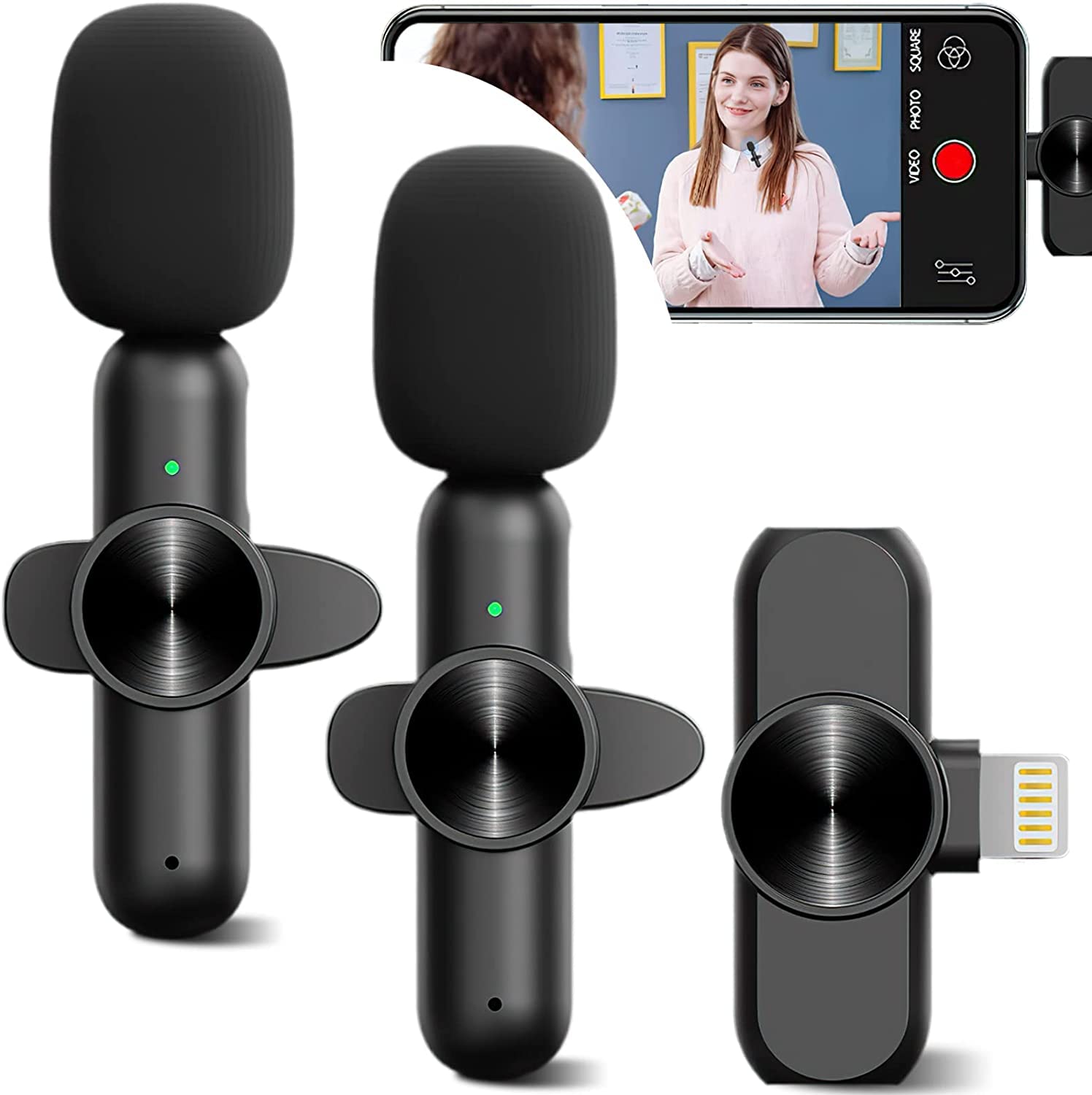 Wireless Lavalier Microphone for i-Phone i-Pad, Professional Lapel Mic for Video Recording, Clip On Lapel Mic for YouTube/Interview/Vlog/Facebook Live Plug & Play