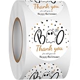 Heyfibro 500 PCS 1.5 Inch Happy Halloween Thank You for All You Do Stickers Appreciation Thank You Stickers Roll for Employees Teachers Envelopes Packaging Gift Favors Decor