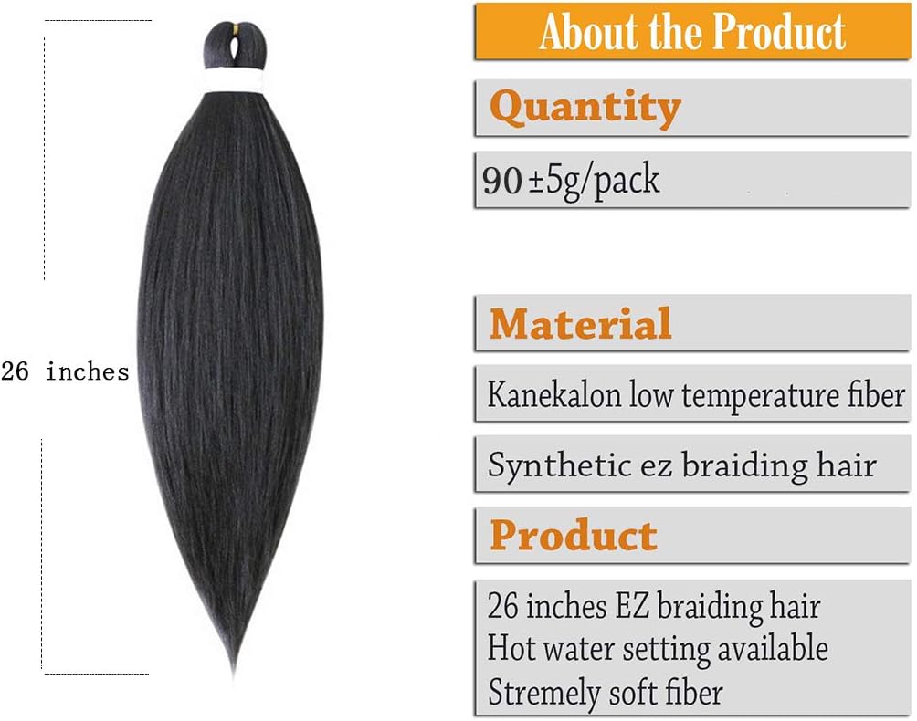 AiKa 3Packs/Lot Easy Braid 26″ Professional Prestretched Braiding Hair