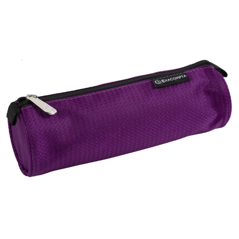 Exacompta - Ref. 52860E - 1 Opak round pencil case - made of textured polyester - polyester lining - dimensions 22.5 x 7.5 cm - random colours