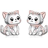 Yearace Animal Stud Earrings for Women 925 Sterling Silver Highland Cow Capybara Robin Bird Cat Bunny Stud Earrings Cute Animals Jewelry Gift for Women Girls