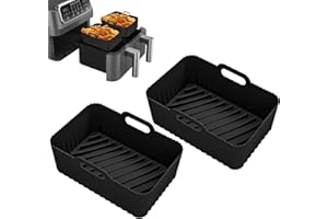 Silicone Air Fryer Liners, 2 Pack Reusable Air Fryer Silicone Pot for Dual Basket Air Fryer, Rectangle Air Fryer Accessories,