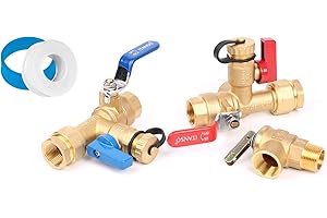 iTANSO 3/4-inch IPS Isolator Tankless Water Heater Service Valve Kit, with Pressure Relief Valve and Clean Brass Construction