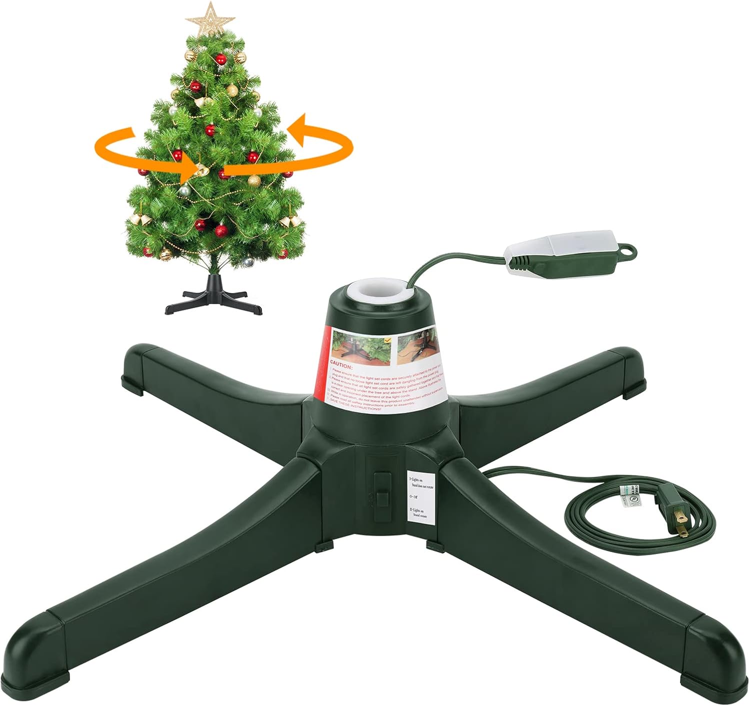 Tree Stands - GREATDAY Rotating Tree Stand,360-Degree rotating christmas tree stand,Up to 7.5ft and 80 pounds Artificial Tree,With 3 settings trunk diameter