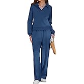 KFUBUO Fall Outfits for Women 2025 2 Piece Lounge Sets Long Sleeve Sweatshirt and Wide Leg Pants Tracksuits Casual Sweatsuit