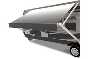 CYLAND RV Awning Fabric Replacement,Camper Trailer Motorized Awning Replacement for Motorhome,Heavy Duty Weatherproof 18.5oz Outdoor Vinyl RV Canopy 20'(Fabric 19'2") Grey Fade