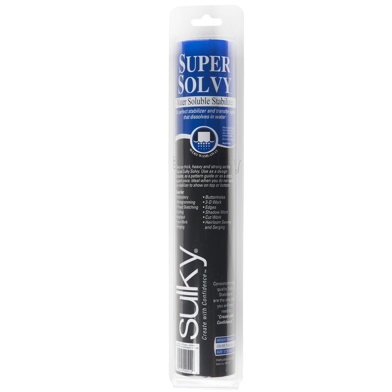 Sulky12-inch x 9 1/2 yd Super Solvy Water Soluble Stabilizer Roll