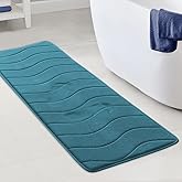 Flamingo P Memory Foam Bath Mat Extra Long Mats for Bathroom Non Slip Water Absorbent Shower Rug, 47x17,Dark Teal