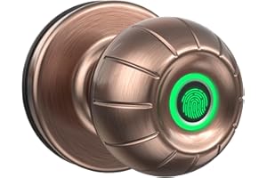 SOOWAY Smart Door Knob, Fingerprint Door Lock Quick Access Biometric Doorknob Keyless Entry Finger Print Door Knobs for Bedroom, Garage, Office, Closet, Pantry