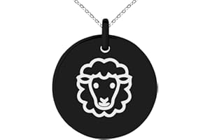 Tioneer Stainless Steel Sheep Icon Small Medallion Circle Charm Pendant Necklace