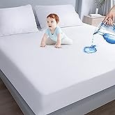 Moonsea Waterproof Mattress Protector,Mattress Cover Protector, Smooth Top Mattress Protector for Kids, Breathable Skin Friendly and Noiseless Fitted Sheet,Cal King Size,Polyester