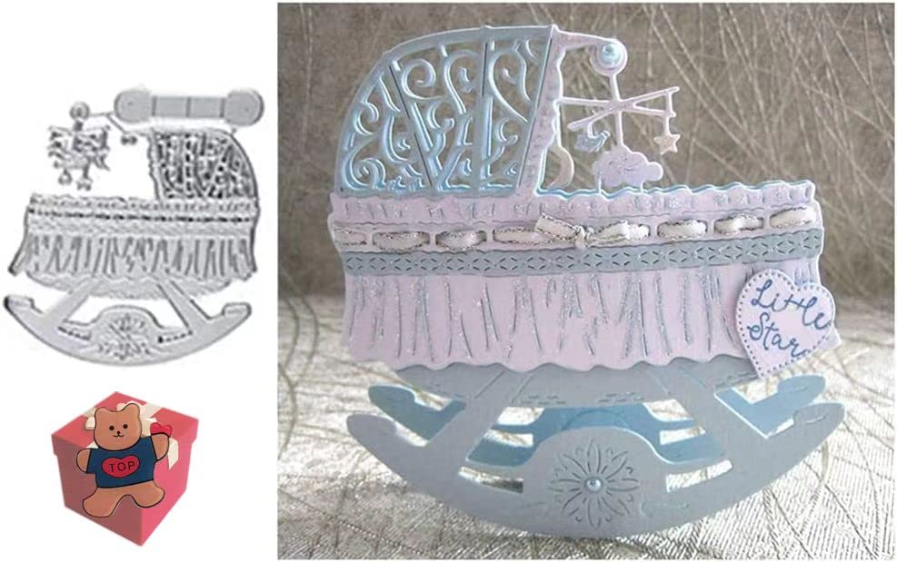 Cutting Dies for Card Making，Cutting Dies Cut Stencils for DIY Scrapbooking Photo Album Decorative Embossing Paper Dies for Card Making Templated+Cute Brooch Pin (Baby Cradle)