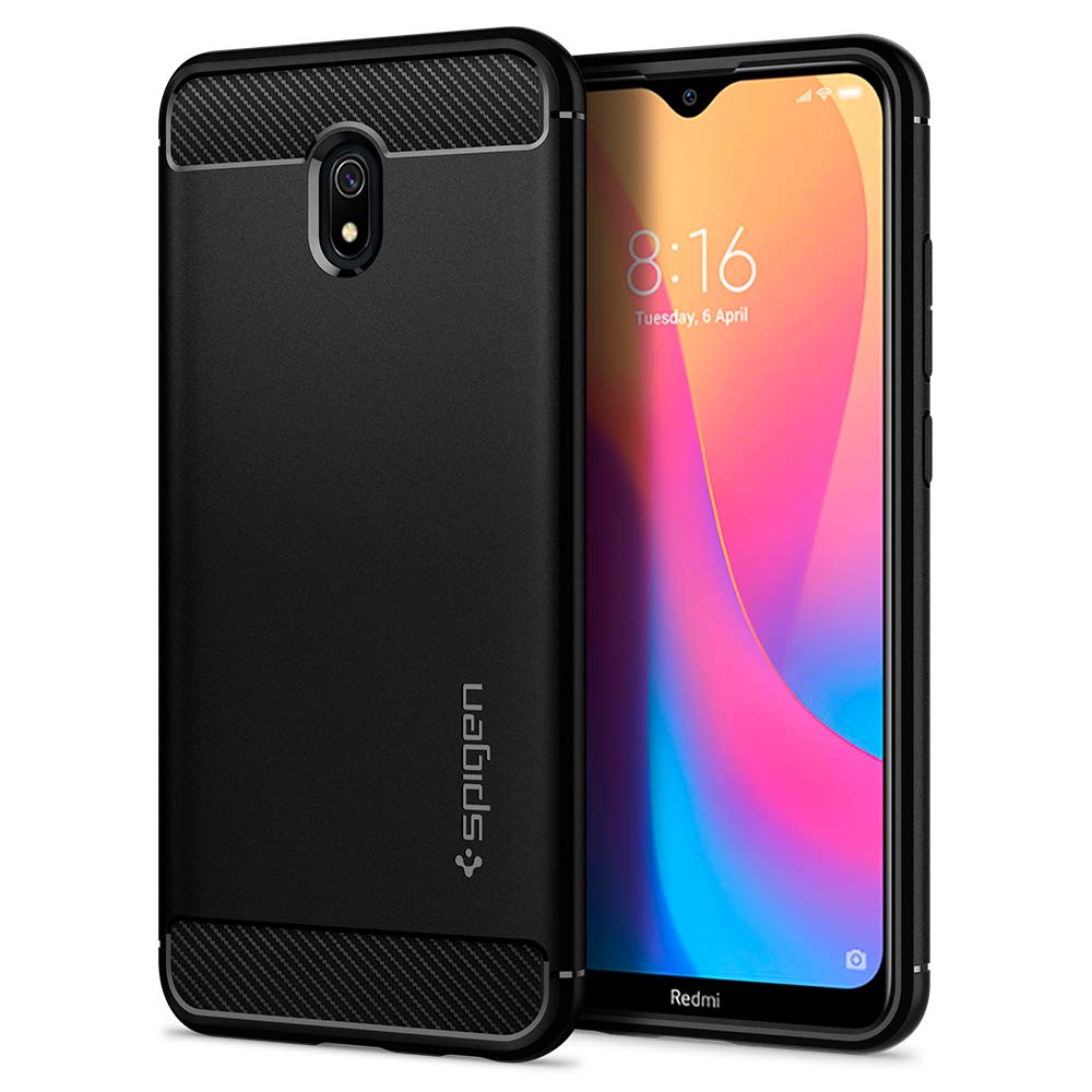 Spigen, Rugged Armor, Compatible with Redmi 8A, Original Design Patent Flexible Phone Cover for Xiaomi Redmi 8A - Matte Black