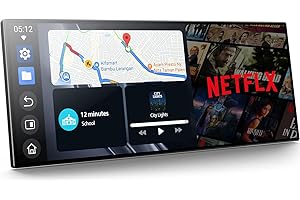 Volam 10.25'' Carplay Screen for car with Netflx YouTube and Backup Camera for iPhone Android Auto Upgraded Wireless AI Video Entertainment Box Built-in Apps Voice Control GPS for iOS 10+ Android 11+