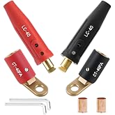 Welding Knight CT-40FA Welding Terminals &amp; LC-40 Male Cable Connectors 2Set | Welder Leads Connector Set for Welding Machine Accessories, 1/0 Thru 2/0 Cable Capacity 350 Amp 50-70 SQ-MM Black &amp; Red