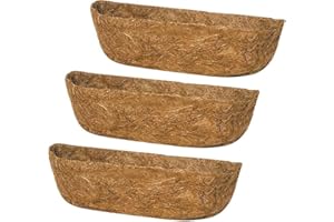 Mxespoir 3Pcs 24“ Coco Liners for Planters, Pre-Formed Trough Coconut Fiber Liner Replacement for Window Box, Fence Flower Baskets, Garden Flower Pot (24 inch 3PCS)