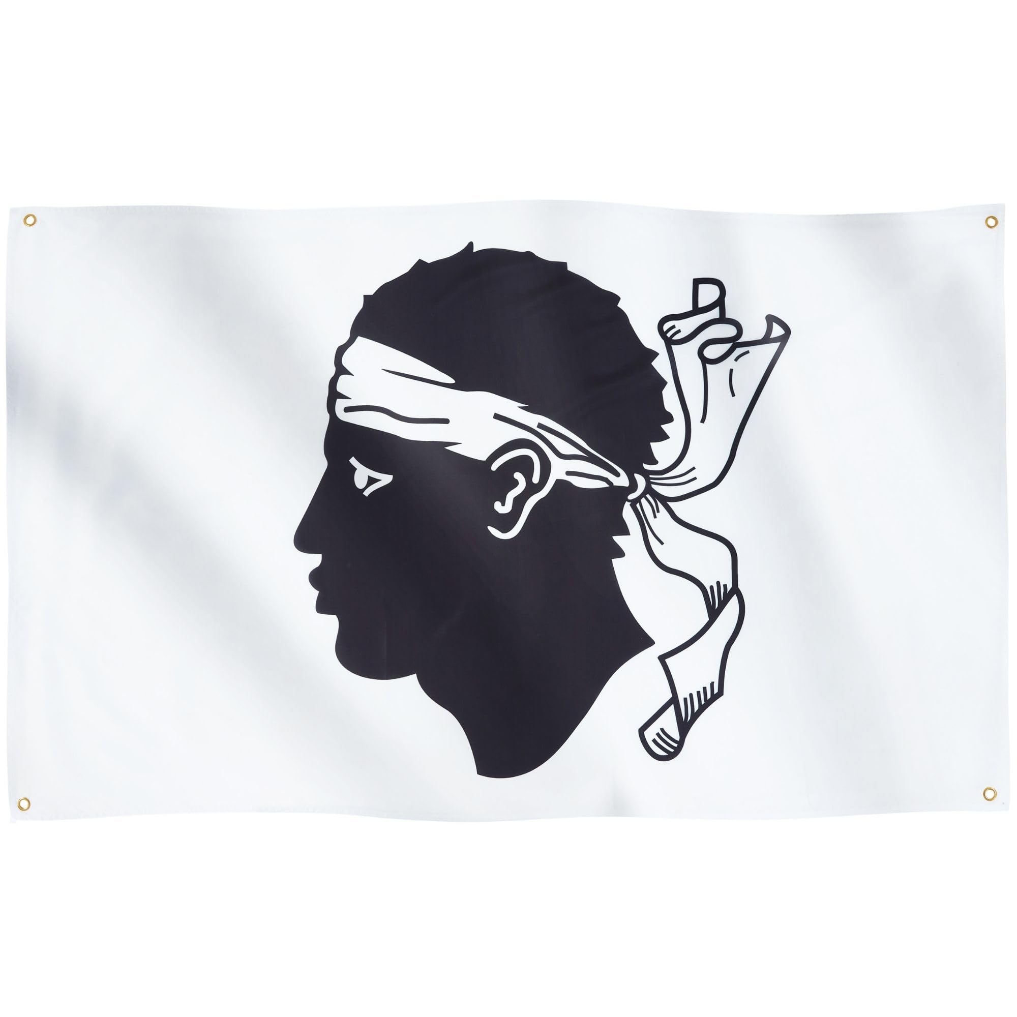 Runesol Corsica Flag, 91x152cm, 3ft x 5ft, 4 Grommets, Eyelet In Every Corner, Bandiera Testa Mora, Moors Head, Premium Flags, Inside, Outside, Vivid Colours