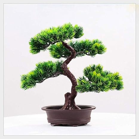 Amazon Lmcljj 人工盆栽 フェイク工場装飾 鉢植え人工ハウス植物 装飾用パイン盆栽プラント デスクトップ表示 禅ガーデンデコール 人工観葉植物 オンライン通販