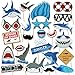 Konsait Shark Photo Booth Props(25Count), Ocean Sea Themed Jawsome Shark Party Photo Props Birthday Party Photo Booth Props for Kids Boys Party Decoration Blue Shark Zone Party Supplies