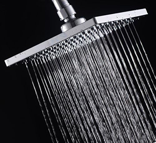 Luxury Square Rain Shower Head with 6-inch Rainfall Face, Stainless Steel Back, Brass Swivel Joint, Full Chrome Finish