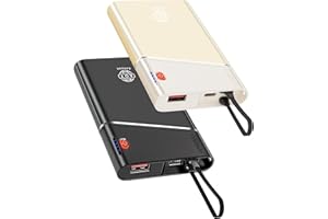 Aaoyun 2-Pack Portable Charger, 22.5W PD Fast Charging 10000mAh Power Bank with Built-in Cable for Travel, USB C in&Output Slim Hands-Free Battery Pack for iPhone 16/15/14 iPad Samsung S24 etc