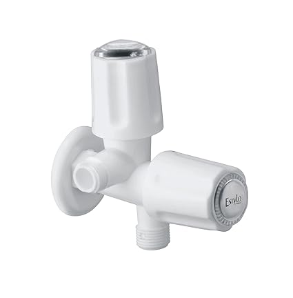 ESTYLO Flora Series PVC 2-Way Angle Cock Tap with Flange (Silver)