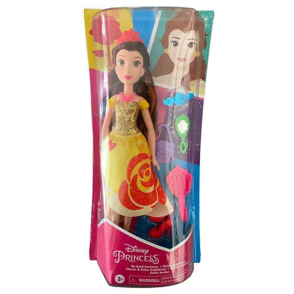 Disney Princess Belle (Fashion Doll with Bright Color Dress and Bold Prints, Brush and Hair Accessories, Be Bright Series, Be Bold)