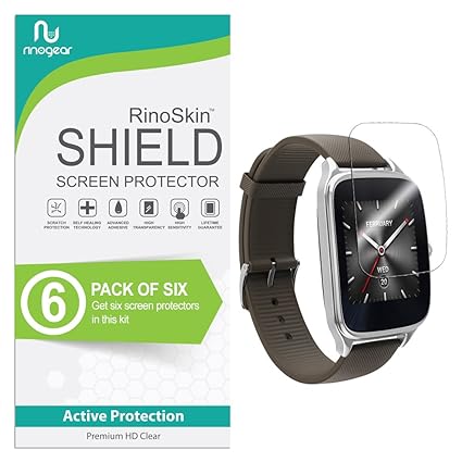 (6-Pack) RinoGear Asus Zenwatch 2 (1.63 inch) Screen Protector Case Friendly Screen Protector for Asus Zenwatch 2 Accessory Full Coverage Clear Film
