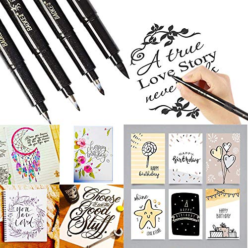 Axiba 4 Sizes Ink Calligraphy Pen Hand Lettering Pens Brush Markers Drawing Art Marker