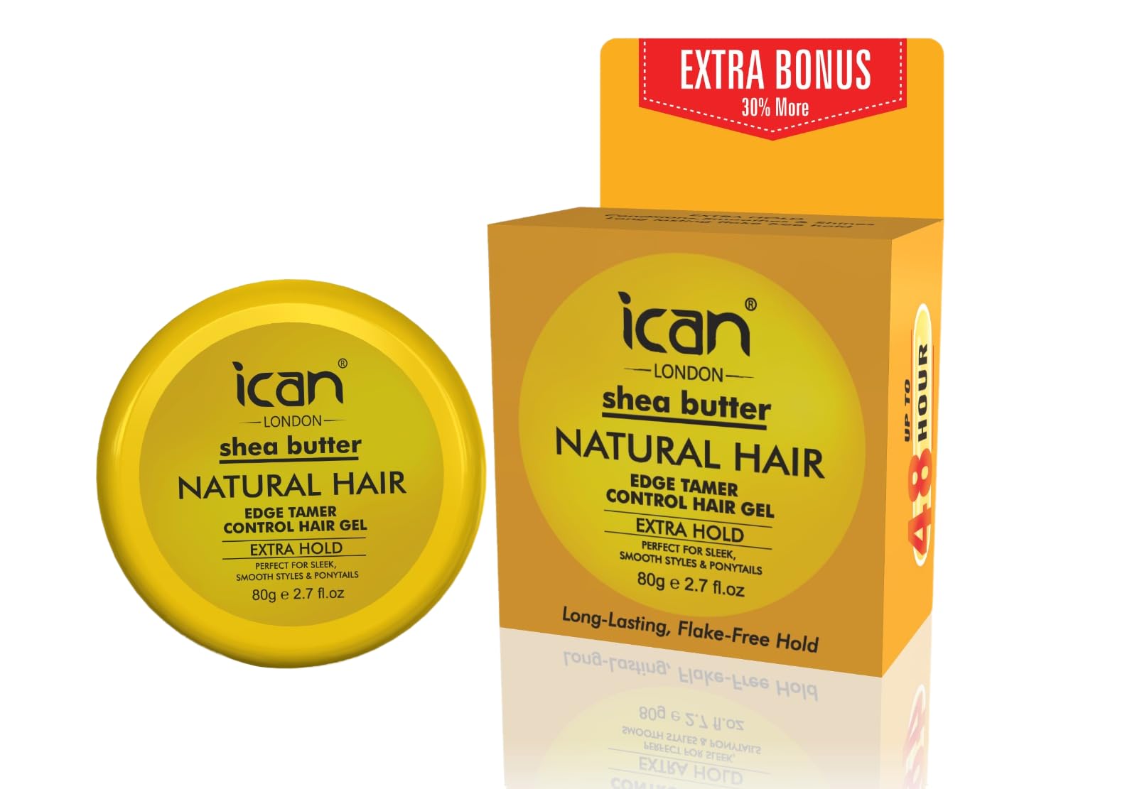 ican London Shea Butter Edge Control Hair Gel Extra Hold 80g