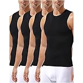 Arjen Kroos 4 Pack Compression Tank Top Men Sleeveless Athletic Base Layer Workout Shirt Slimming Shaper Undershirt