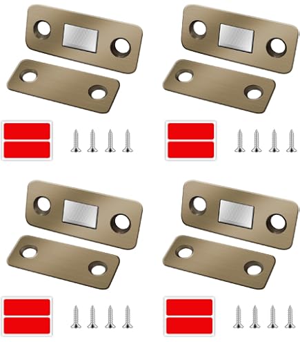 Cierre Magnético Para Puertas De Armario - Pack De 4 Unidades Ultra Delgadas Con Adhesivo - Ideal Para Cocina, Baño Y Muebles (Dorado)