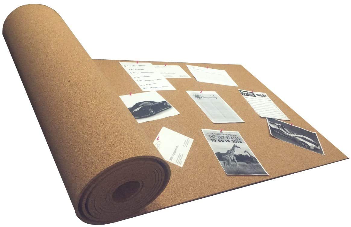 SPD UK Cork Notice Pinboard Roll Felt Notice Board Alternative for Home Playroom Office - 1.85meters x 500mm - 10mm Thick