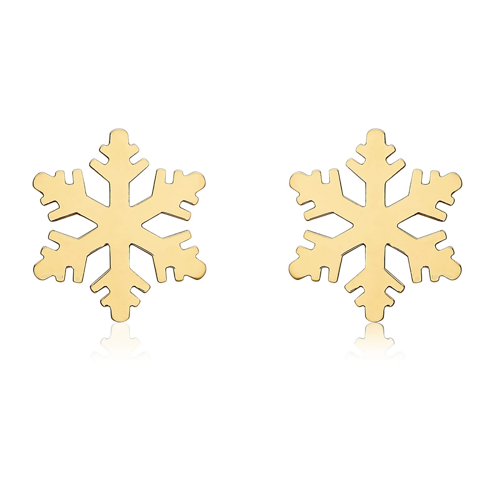 CARISSIMA Women's 9ct Yellow Gold Polished Snowflake Stud Earrings - 8.7mm x 9.9mm