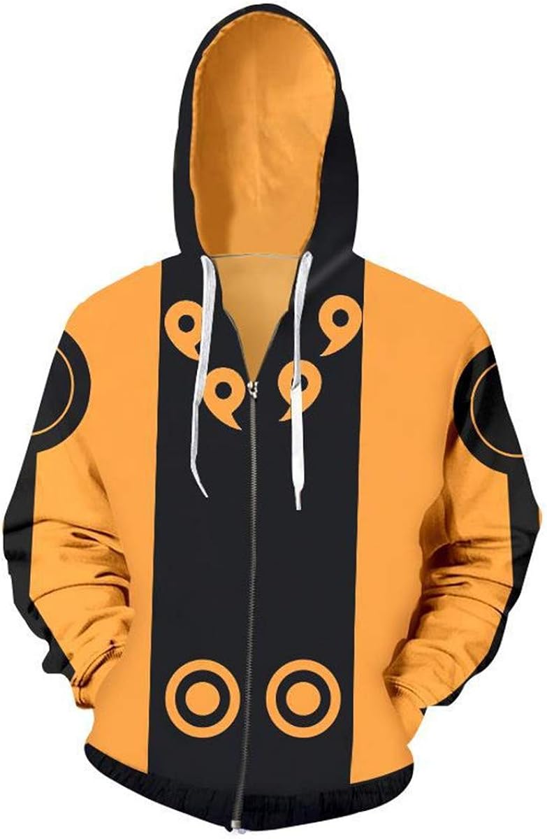 CHENMA Men Naruto Kakashi Long Sleeve FullZip Bomber Jacket Hooded
