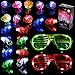 LED Toys Party Pack - 20 Piece Set - 2 LED Slotted Shaded Glasses - 2 LED Neon Shutter Party Glasses - 10 LED Finger Lights, 8 LED Strawberry Gel Rings - by Dragon Too