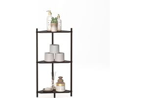 Wisuce Corner Shelf Stand - 3 Tier Bamboo Small Corner Bookshelf, Brown (Color Issue Fixed), for Office Kitchen Bedroom Plant Stand Living Room Decor Small Space