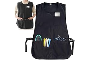 XDONEF Barber Apron Smock Waterproof Work Apron with 4 Pockets Hair Stylist Apron Vest Sleeveless Hairdresser Jacket for Women Men Black