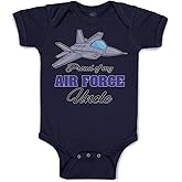 Cute Rascals Baby Bodysuit Proud of My Air Force Uncle Boy & Girl Baby Clothes Funny Cotton Navy Design Only 6 Months